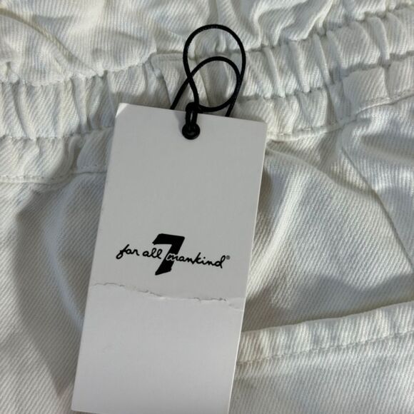 7 For All Mankind NWT White Paper Bag Waist Tapered Balloon Leg Crop Jeans Sz 30 - Picture 7 of 11